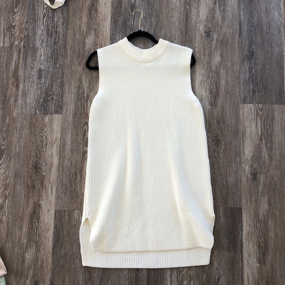 Hm Offwhite Sleeveless Sweater Dress 